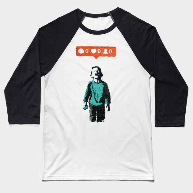 BANKSY Crying Boy Nobody Loves You Baseball T-Shirt by inkstyl